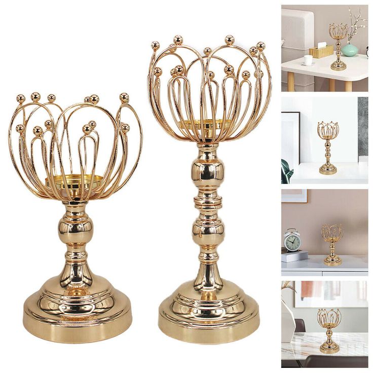 Elegant Gold Bloom Metal Candle Holder Set - Modern & Luxurious Decor